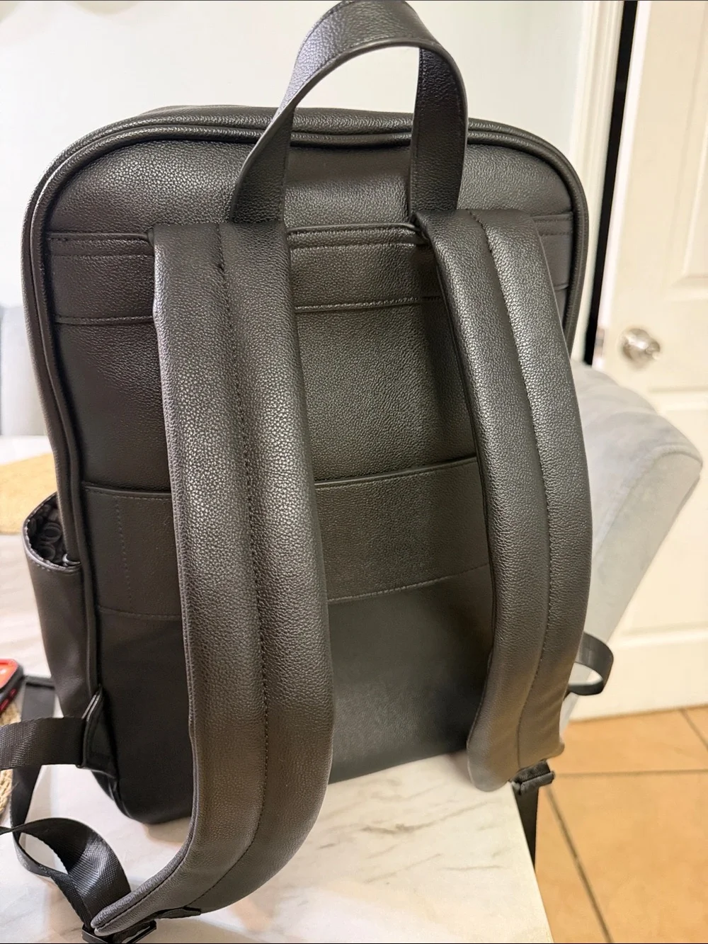 Nine West Black Men's Compact Faux-Leather Backpack